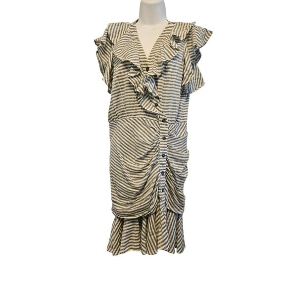 VERONICA BEARD Kai Striped Ruffle Dress Size 4 - Picture 2 of 8